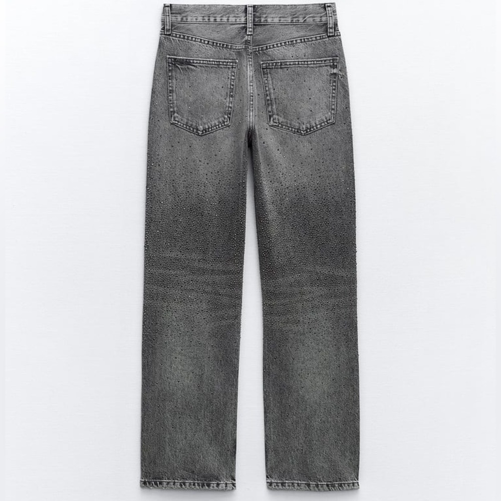 ZARA Rhinestone Mid Rise Jeans - Picture 8 of 11